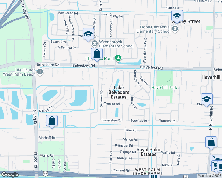 map of restaurants, bars, coffee shops, grocery stores, and more near 838 Fieldstone Way in West Palm Beach