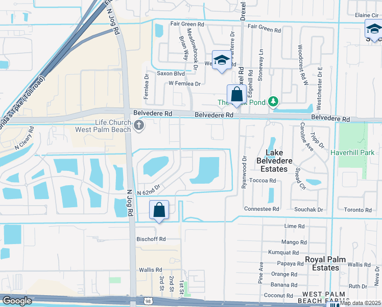 map of restaurants, bars, coffee shops, grocery stores, and more near 6027 Adriatic Way in Greenacres