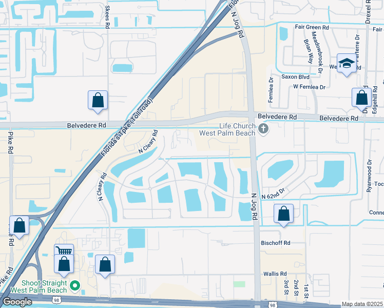 map of restaurants, bars, coffee shops, grocery stores, and more near 6778 Aliso Avenue in West Palm Beach