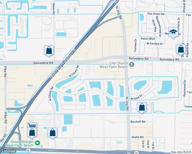 map of restaurants, bars, coffee shops, grocery stores, and more near 6778 Aliso Avenue in West Palm Beach