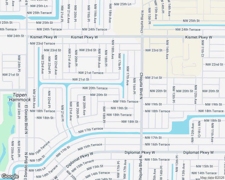 map of restaurants, bars, coffee shops, grocery stores, and more near 1734 Northwest 20th Street in Cape Coral