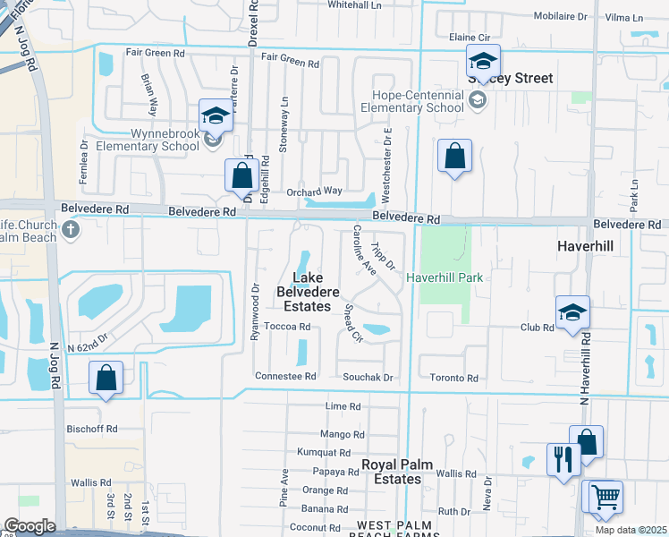 map of restaurants, bars, coffee shops, grocery stores, and more near 802 Sarazen Drive in West Palm Beach