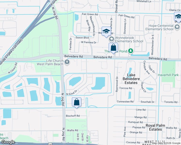 map of restaurants, bars, coffee shops, grocery stores, and more near 6027 Adriatic Way in Greenacres