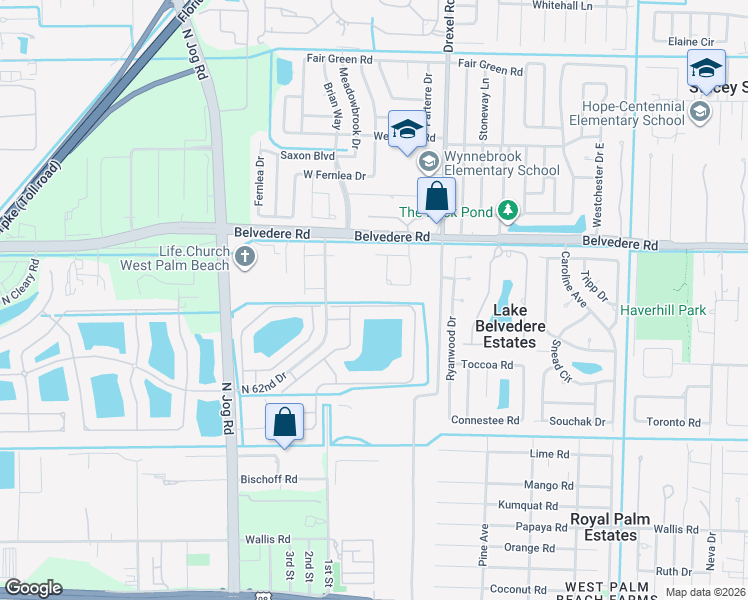 map of restaurants, bars, coffee shops, grocery stores, and more near 6084 Adriatic Way in Greenacres