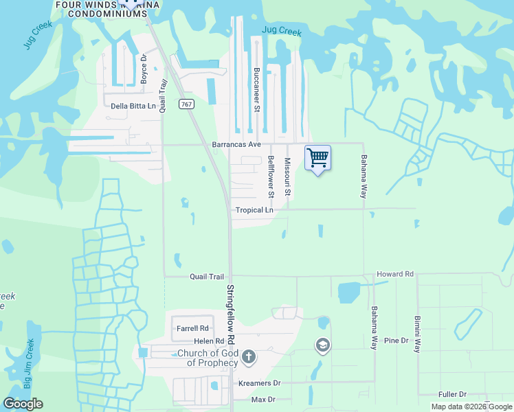 map of restaurants, bars, coffee shops, grocery stores, and more near 7421 Cobb Road in Bokeelia