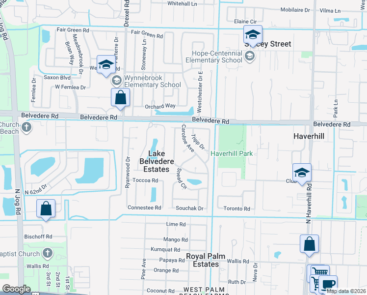 map of restaurants, bars, coffee shops, grocery stores, and more near 912 Sarazen Drive in West Palm Beach