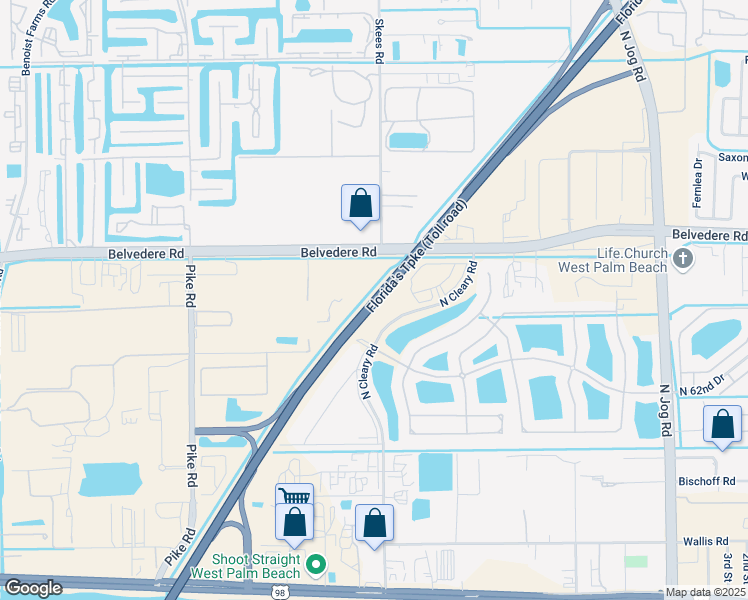 map of restaurants, bars, coffee shops, grocery stores, and more near Florida's Turnpike in West Palm Beach