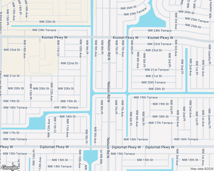 map of restaurants, bars, coffee shops, grocery stores, and more near 2015 Nelson Road North in Cape Coral