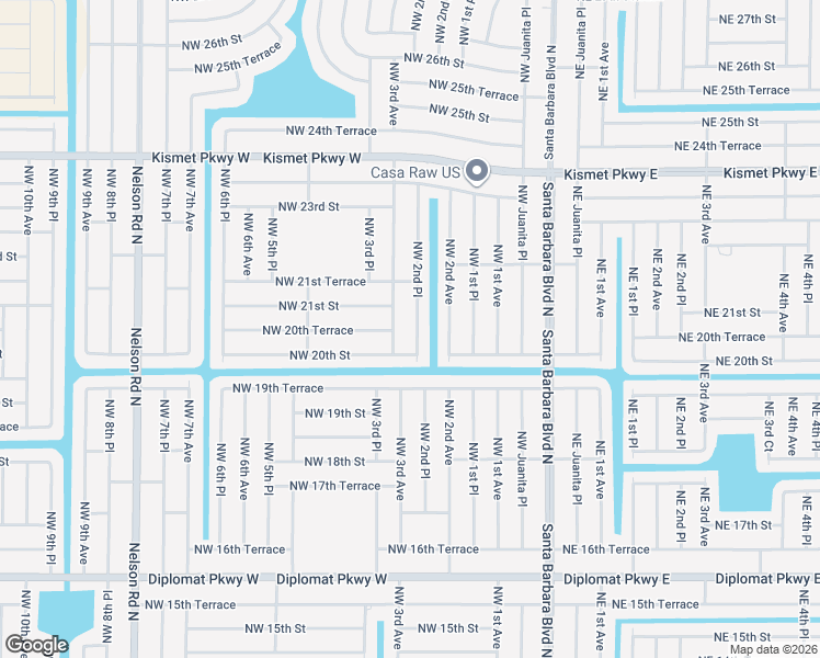 map of restaurants, bars, coffee shops, grocery stores, and more near 2022 Northwest 2nd Place in Cape Coral