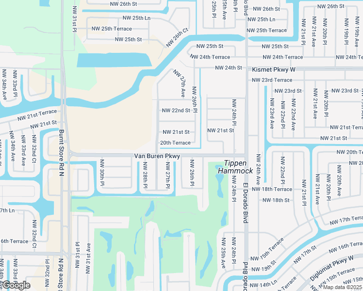 map of restaurants, bars, coffee shops, grocery stores, and more near 2704 20th Terrace in Cape Coral