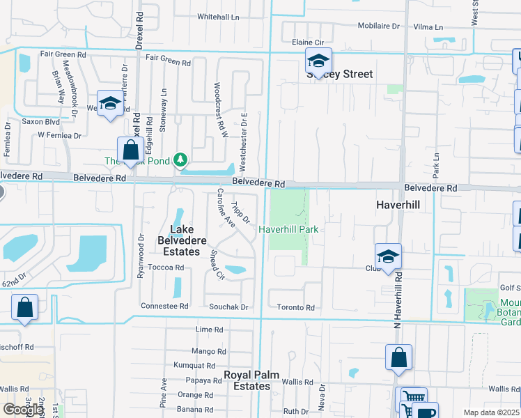 map of restaurants, bars, coffee shops, grocery stores, and more near 896 Balfrey Drive South in West Palm Beach
