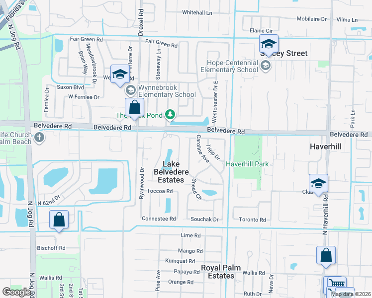 map of restaurants, bars, coffee shops, grocery stores, and more near 912 Sarazen Drive in West Palm Beach
