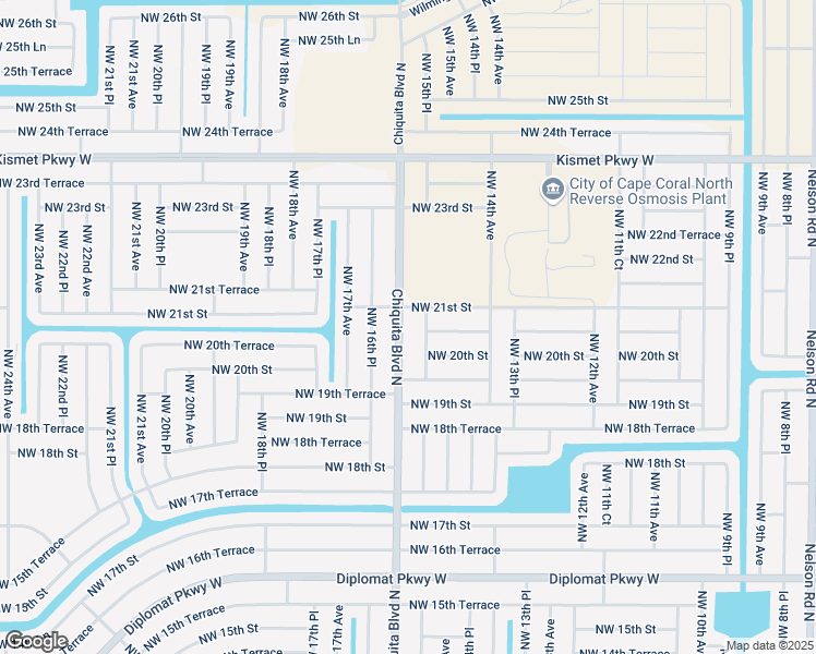 map of restaurants, bars, coffee shops, grocery stores, and more near 2031 Chiquita Boulevard South in Cape Coral