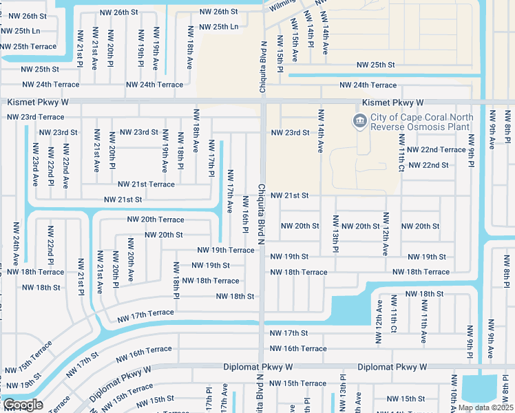 map of restaurants, bars, coffee shops, grocery stores, and more near 2031 Chiquita Boulevard North in Cape Coral