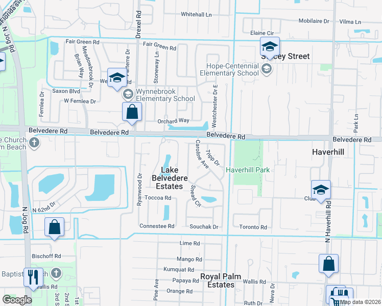map of restaurants, bars, coffee shops, grocery stores, and more near 912 Sarazen Drive in West Palm Beach