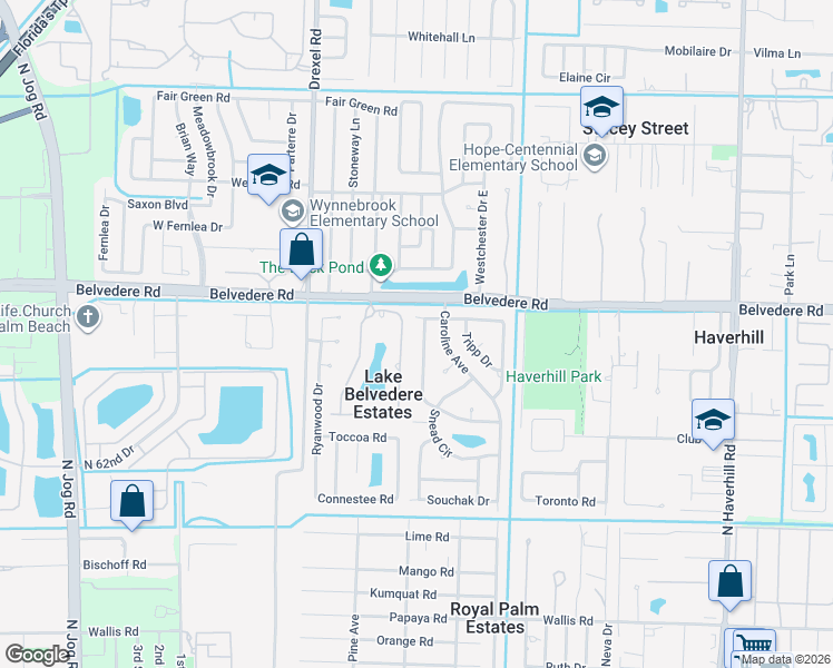 map of restaurants, bars, coffee shops, grocery stores, and more near 912 Sarazen Drive in West Palm Beach
