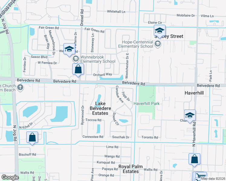 map of restaurants, bars, coffee shops, grocery stores, and more near 912 Sarazen Drive in West Palm Beach