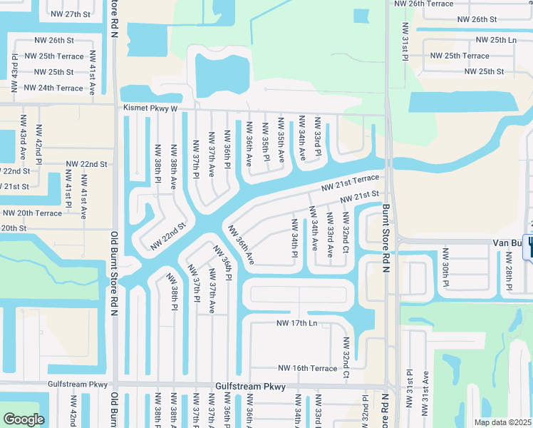 map of restaurants, bars, coffee shops, grocery stores, and more near 3517 Northwest 21st Street in Cape Coral