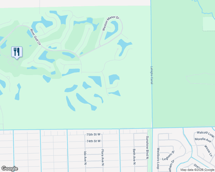 map of restaurants, bars, coffee shops, grocery stores, and more near 17333 Rocking Chair Court in Alva