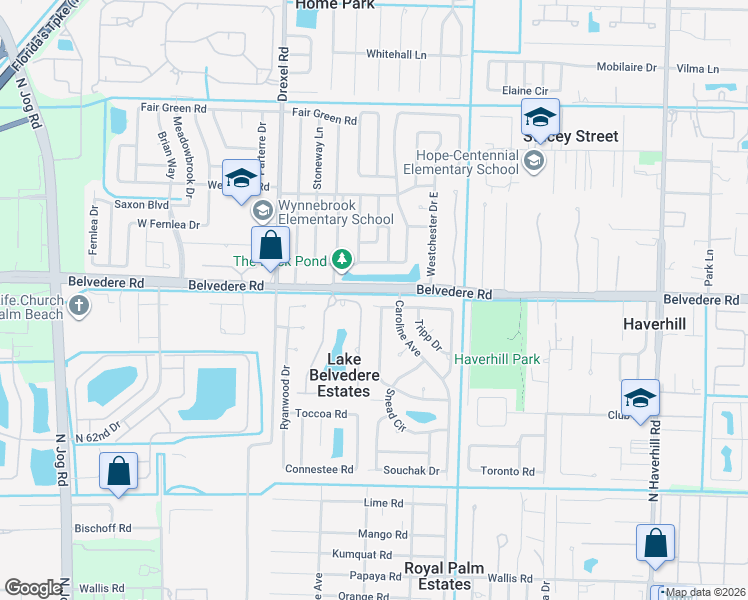 map of restaurants, bars, coffee shops, grocery stores, and more near 5741 Balfrey Drive in West Palm Beach