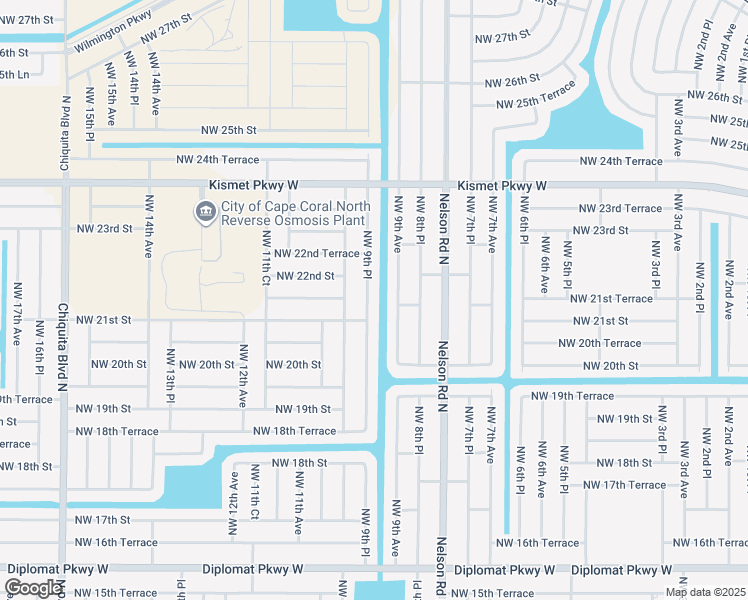 map of restaurants, bars, coffee shops, grocery stores, and more near 2115 Northwest 9th Place in Cape Coral