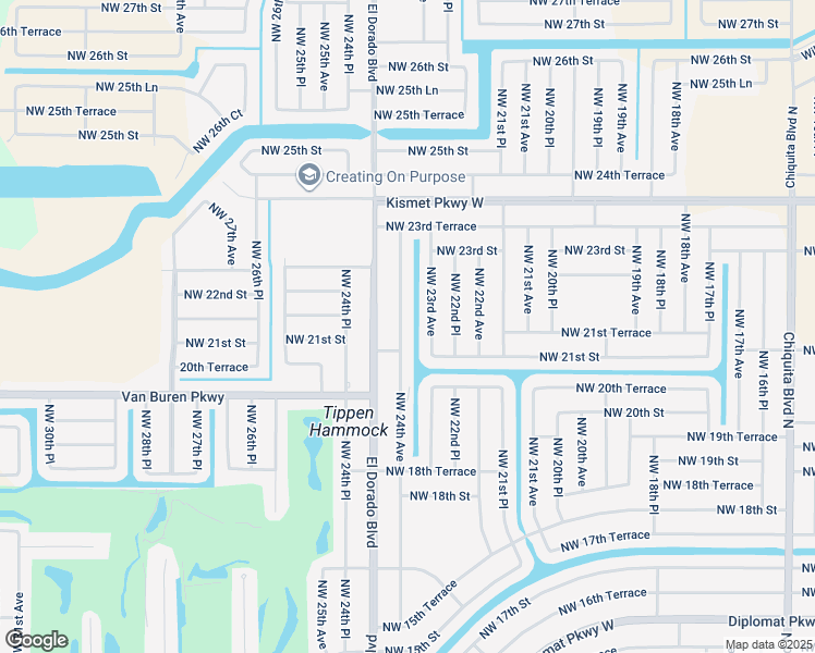 map of restaurants, bars, coffee shops, grocery stores, and more near 2115 Northwest 24th Avenue in Cape Coral