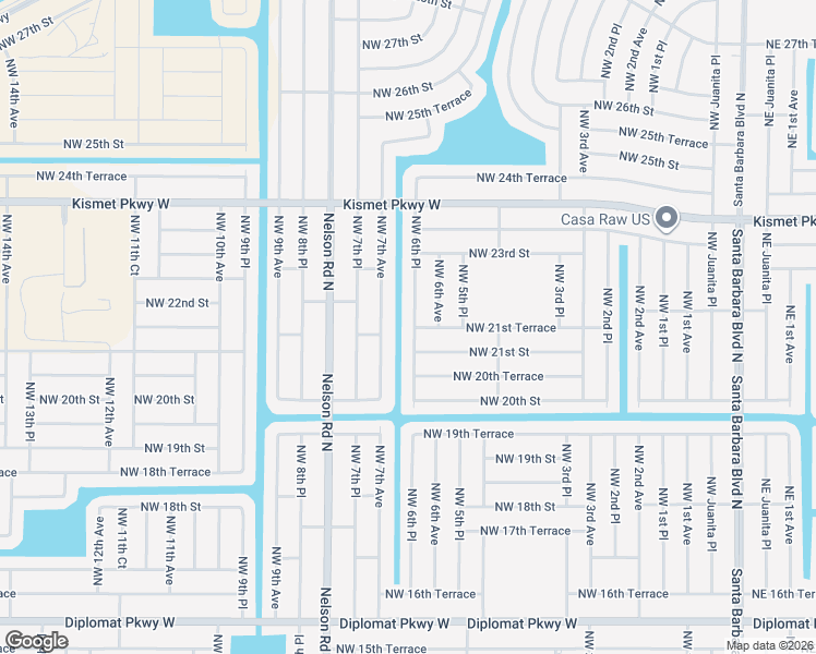 map of restaurants, bars, coffee shops, grocery stores, and more near 2114 Northwest 6th Place in Cape Coral
