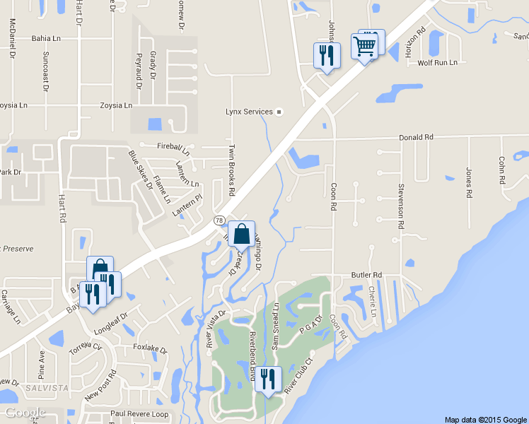 map of restaurants, bars, coffee shops, grocery stores, and more near 15201 Hoolihan Lane in North Fort Myers