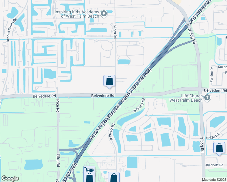 map of restaurants, bars, coffee shops, grocery stores, and more near 7047 Belvedere Road in West Palm Beach