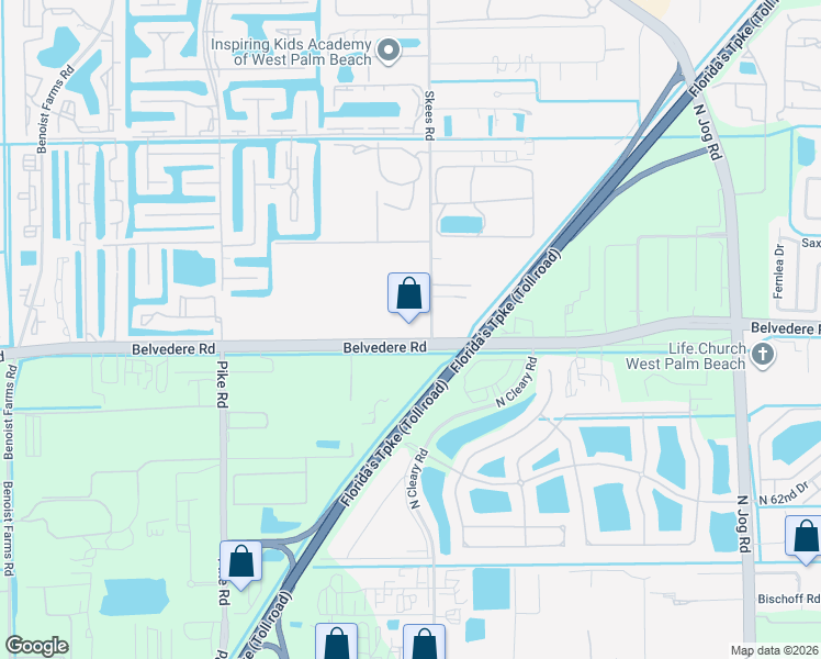 map of restaurants, bars, coffee shops, grocery stores, and more near 7047 Belvedere Road in West Palm Beach