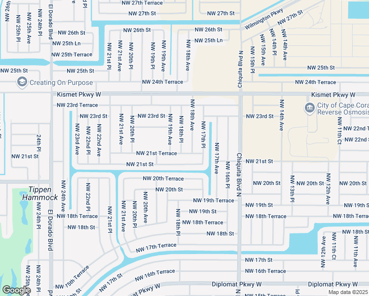 map of restaurants, bars, coffee shops, grocery stores, and more near 2125 Northwest 18th Place in Cape Coral