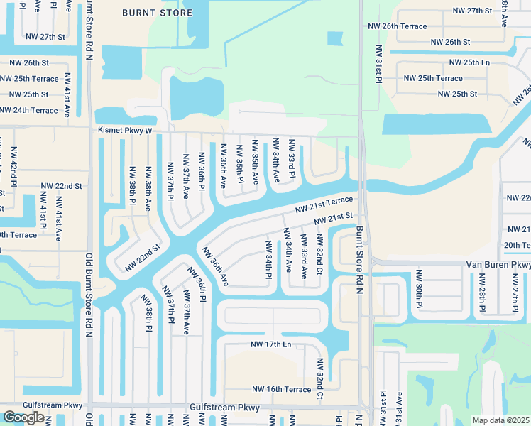 map of restaurants, bars, coffee shops, grocery stores, and more near 3420 Northwest 21st Terrace in Cape Coral