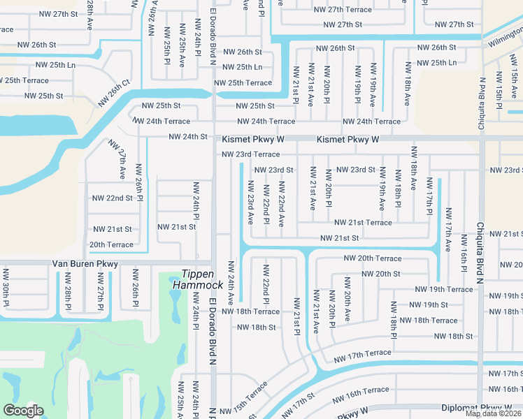 map of restaurants, bars, coffee shops, grocery stores, and more near 2116 Northwest 22nd Place in Cape Coral