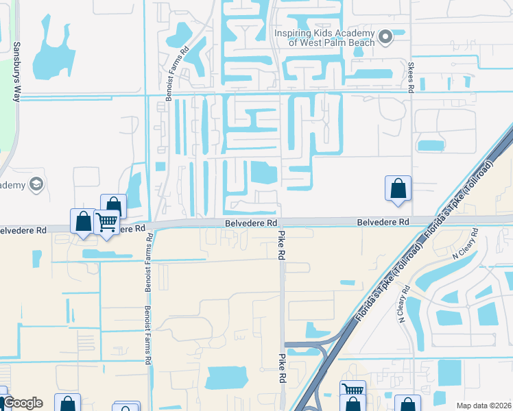 map of restaurants, bars, coffee shops, grocery stores, and more near 1055 Golden Lakes Boulevard in West Palm Beach