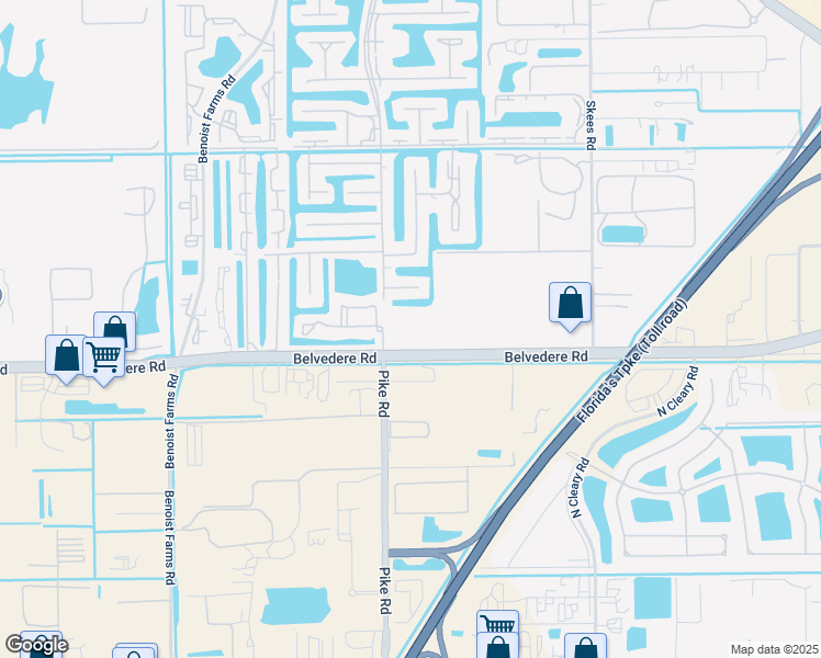 map of restaurants, bars, coffee shops, grocery stores, and more near 7461 Belvedere Road in West Palm Beach
