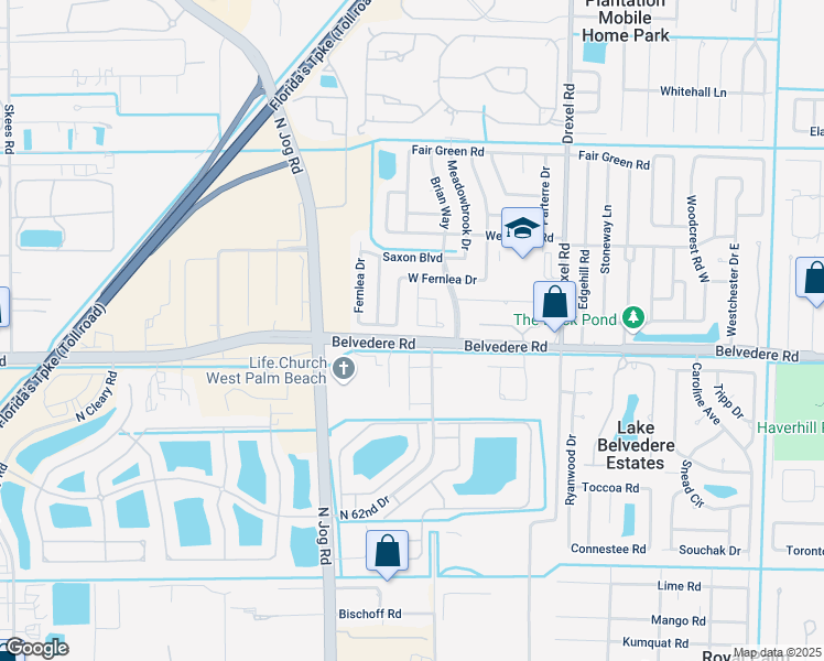 map of restaurants, bars, coffee shops, grocery stores, and more near 6288 Belvedere Road in West Palm Beach
