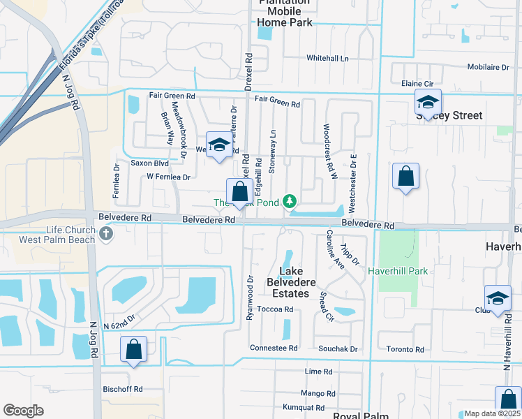 map of restaurants, bars, coffee shops, grocery stores, and more near 5938 Orchard Way in West Palm Beach