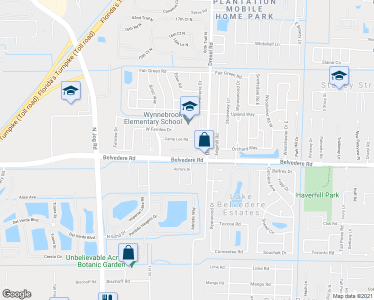 map of restaurants, bars, coffee shops, grocery stores, and more near 6068 Camp Lee Road in West Palm Beach
