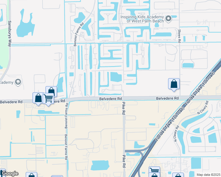 map of restaurants, bars, coffee shops, grocery stores, and more near 1157 Golden Lakes Boulevard in Royal Palm Beach