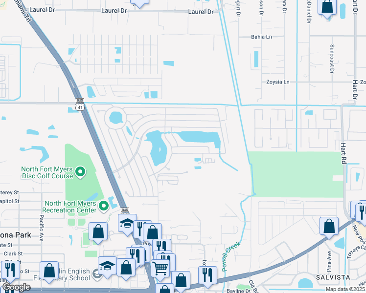 map of restaurants, bars, coffee shops, grocery stores, and more near 833 Calamondin Court in North Fort Myers