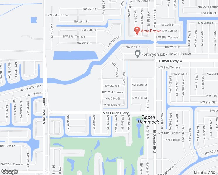 map of restaurants, bars, coffee shops, grocery stores, and more near 2707 Northwest 22nd Street in Cape Coral