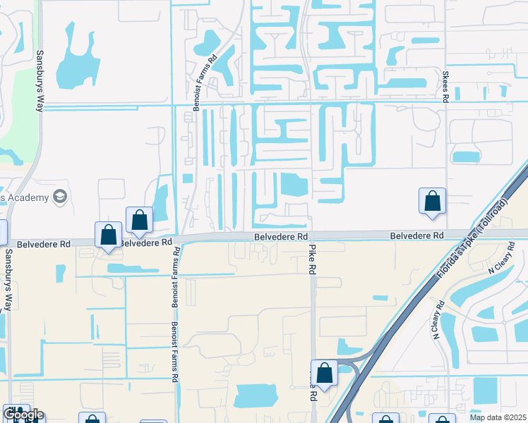 map of restaurants, bars, coffee shops, grocery stores, and more near 1165 Golden Lakes Boulevard in West Palm Beach