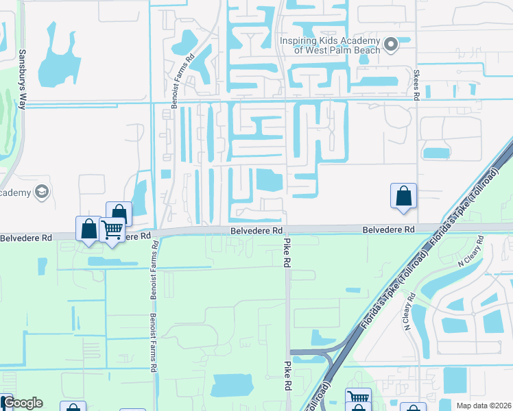 map of restaurants, bars, coffee shops, grocery stores, and more near 1115 Golden Lakes Boulevard in Royal Palm Beach