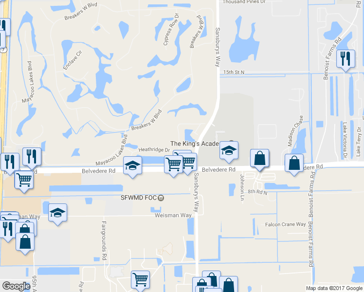map of restaurants, bars, coffee shops, grocery stores, and more near 990 Lytham Court in West Palm Beach