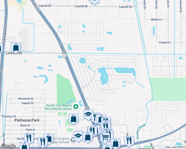 map of restaurants, bars, coffee shops, grocery stores, and more near 371-732 Pirates Rest Road in North Fort Myers