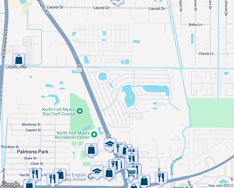 map of restaurants, bars, coffee shops, grocery stores, and more near 371 Pirates Rest Road in North Fort Myers