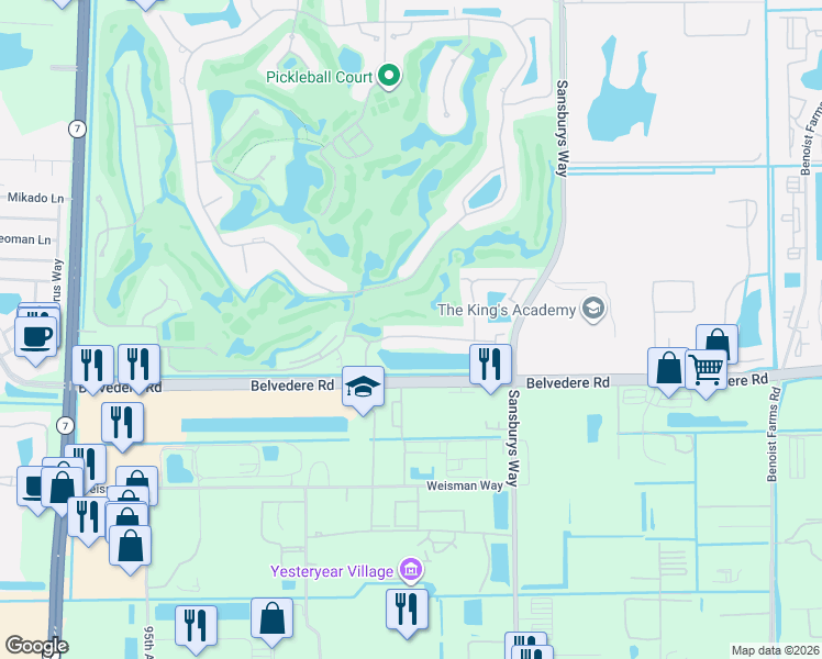 map of restaurants, bars, coffee shops, grocery stores, and more near 9301 Heathridge Drive in West Palm Beach