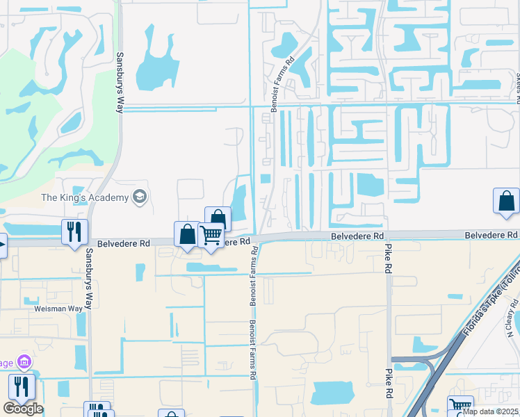 map of restaurants, bars, coffee shops, grocery stores, and more near 1089 Benoist Farms Road in West Palm Beach