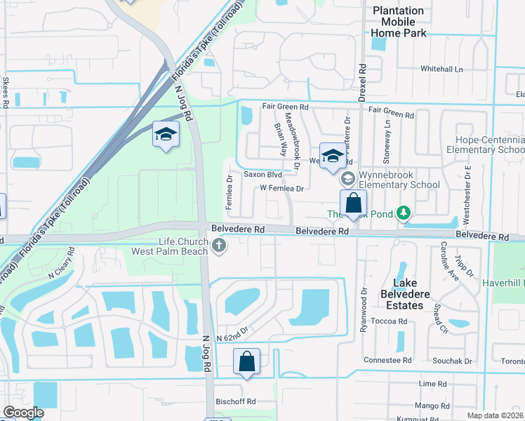 map of restaurants, bars, coffee shops, grocery stores, and more near 1041 Cameo Circle in West Palm Beach