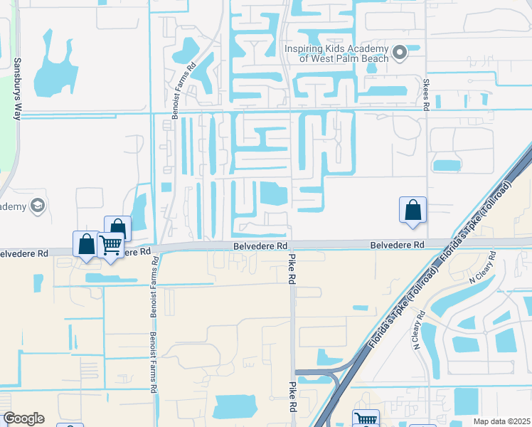 map of restaurants, bars, coffee shops, grocery stores, and more near 1157 Golden Lakes Boulevard in Royal Palm Beach